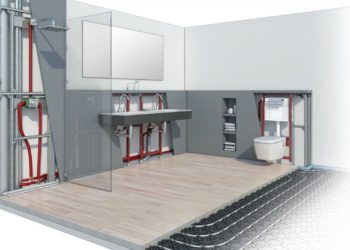 Невидимый для глаз, т.е. установка в современной ванной комнате